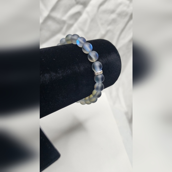 Matte Rainbow Black Mermaid beads stretch bracelet Rhinestones Design FreeSpirit - Picture 2 of 9